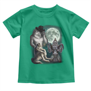 Funny Three Alpha Wolf Howling Moon Toddler T Shirt Weird Cringe Werewolf Meme TS11 Irish Green Print Your Wear
