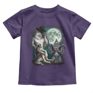 Funny Three Alpha Wolf Howling Moon Toddler T Shirt Weird Cringe Werewolf Meme TS11 Purple Print Your Wear
