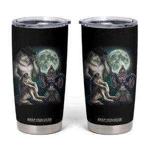 Funny Three Alpha Wolf Howling Moon Tumbler Cup Weird Cringe Werewolf Meme TS11 Black Print Your Wear