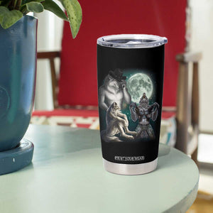 Funny Three Alpha Wolf Howling Moon Tumbler Cup Weird Cringe Werewolf Meme TS11 Print Your Wear