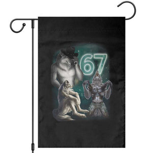 Funny 67 Alpha Wolf Garden Flag Cringe Werewolf Howling Six Seven Meme TS11 Black Print Your Wear