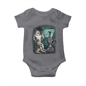 Funny 67 Alpha Wolf Baby Onesie Cringe Werewolf Howling Six Seven Meme TS11 Charcoal Print Your Wear