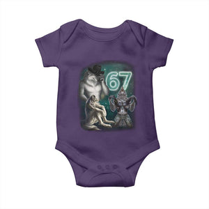 Funny 67 Alpha Wolf Baby Onesie Cringe Werewolf Howling Six Seven Meme TS11 Purple Print Your Wear