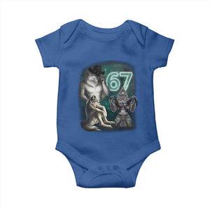 Funny 67 Alpha Wolf Baby Onesie Cringe Werewolf Howling Six Seven Meme TS11 Royal Blue Print Your Wear