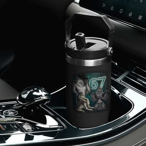 Funny 67 Alpha Wolf Flip Straw Tumbler Cringe Werewolf Howling Six Seven Meme TS11 Print Your Wear
