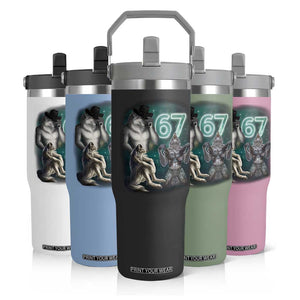 Funny 67 Alpha Wolf Flip Straw Tumbler Cringe Werewolf Howling Six Seven Meme TS11 Print Your Wear