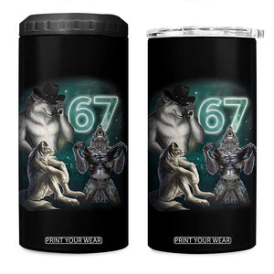 Funny 67 Alpha Wolf 4 in 1 Can Cooler Tumbler Cringe Werewolf Howling Six Seven Meme TS11 One Size: 16 oz Black Print Your Wear