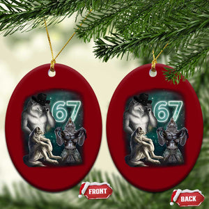 Funny 67 Alpha Wolf Ceramic Ornament Cringe Werewolf Howling Six Seven Meme TS11 Print Your Wear