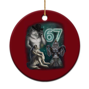 Funny 67 Alpha Wolf Ceramic Ornament Cringe Werewolf Howling Six Seven Meme TS11 1pc Red Print Your Wear