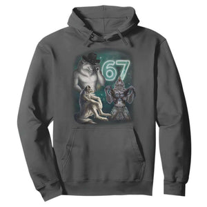 Funny 67 Alpha Wolf Hoodie Cringe Werewolf Howling Six Seven Meme TS11 Dark Heather Print Your Wear