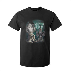 Funny 67 Alpha Wolf T Shirt For Kid Cringe Werewolf Howling Six Seven Meme TS11 Black Print Your Wear