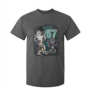 Funny 67 Alpha Wolf T Shirt For Kid Cringe Werewolf Howling Six Seven Meme TS11 Dark Heather Print Your Wear