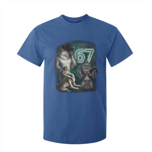 Funny 67 Alpha Wolf T Shirt For Kid Cringe Werewolf Howling Six Seven Meme TS11 Royal Blue Print Your Wear