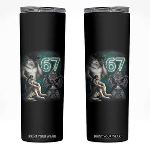 Funny 67 Alpha Wolf Skinny Tumbler Cringe Werewolf Howling Six Seven Meme TS11 Black Print Your Wear