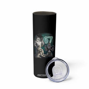 Funny 67 Alpha Wolf Skinny Tumbler Cringe Werewolf Howling Six Seven Meme TS11 Print Your Wear