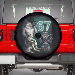 Funny 67 Alpha Wolf Spare Tire Cover Cringe Werewolf Howling Six Seven Meme TS11 Black Print Your Wear