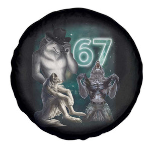 Funny 67 Alpha Wolf Spare Tire Cover Cringe Werewolf Howling Six Seven Meme TS11 Print Your Wear