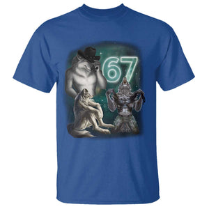 Funny 67 Alpha Wolf T Shirt Cringe Werewolf Howling Six Seven Meme TS11 Royal Blue Print Your Wear
