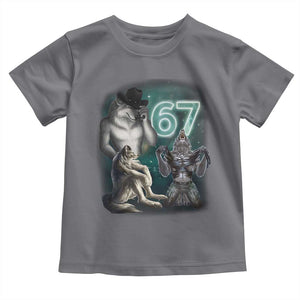 Funny 67 Alpha Wolf Toddler T Shirt Cringe Werewolf Howling Six Seven Meme TS11 Charcoal Print Your Wear