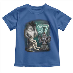 Funny 67 Alpha Wolf Toddler T Shirt Cringe Werewolf Howling Six Seven Meme TS11 Royal Blue Print Your Wear