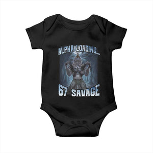 Funny 67 Alpha Wolf Baby Onesie Alpha Loading 67 Savage Six Seven Gen Z Meme TS11 Black Print Your Wear