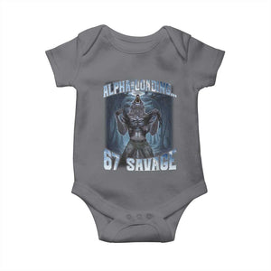 Funny 67 Alpha Wolf Baby Onesie Alpha Loading 67 Savage Six Seven Gen Z Meme TS11 Charcoal Print Your Wear
