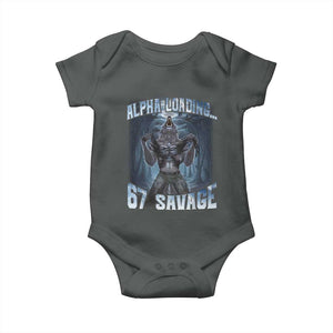 Funny 67 Alpha Wolf Baby Onesie Alpha Loading 67 Savage Six Seven Gen Z Meme TS11 Dark Heather Print Your Wear