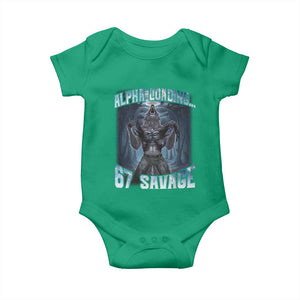 Funny 67 Alpha Wolf Baby Onesie Alpha Loading 67 Savage Six Seven Gen Z Meme TS11 Irish Green Print Your Wear