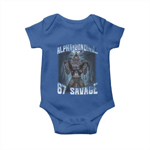 Funny 67 Alpha Wolf Baby Onesie Alpha Loading 67 Savage Six Seven Gen Z Meme TS11 Royal Blue Print Your Wear
