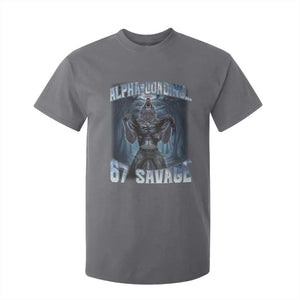 Funny 67 Alpha Wolf T Shirt For Kid Alpha Loading 67 Savage Six Seven Gen Z Meme TS11 Charcoal Print Your Wear