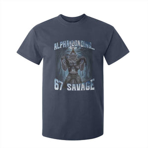 Funny 67 Alpha Wolf T Shirt For Kid Alpha Loading 67 Savage Six Seven Gen Z Meme TS11 Navy Print Your Wear