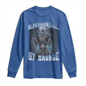 Funny 67 Alpha Wolf Long Sleeve Shirt Alpha Loading 67 Savage Six Seven Gen Z Meme TS11 Royal Blue Print Your Wear