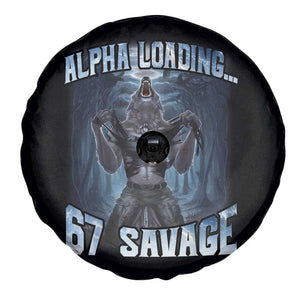 Funny 67 Alpha Wolf Spare Tire Cover Alpha Loading 67 Savage Six Seven Gen Z Meme TS11 Print Your Wear
