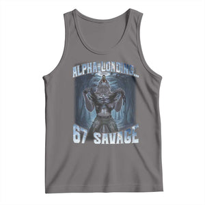 Funny 67 Alpha Wolf Tank Top Alpha Loading 67 Savage Six Seven Gen Z Meme TS11 Deep Heather Print Your Wear