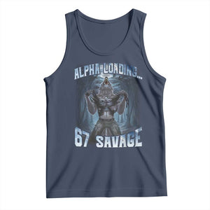 Funny 67 Alpha Wolf Tank Top Alpha Loading 67 Savage Six Seven Gen Z Meme TS11 Navy Print Your Wear