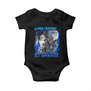 Funny Six Seven Alpha Wolf Baby Onesie Alpha Loading 67 Savage Wolves Moon Meme TS11 Black Print Your Wear