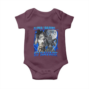 Funny Six Seven Alpha Wolf Baby Onesie Alpha Loading 67 Savage Wolves Moon Meme TS11 Maroon Print Your Wear
