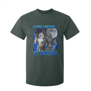 Funny Six Seven Alpha Wolf T Shirt For Kid Alpha Loading 67 Savage Wolves Moon Meme TS11 Dark Forest Green Print Your Wear