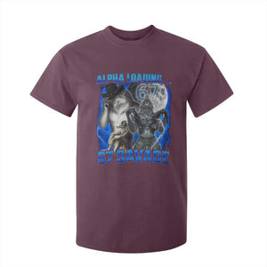 Funny Six Seven Alpha Wolf T Shirt For Kid Alpha Loading 67 Savage Wolves Moon Meme TS11 Maroon Print Your Wear