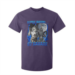 Funny Six Seven Alpha Wolf T Shirt For Kid Alpha Loading 67 Savage Wolves Moon Meme TS11 Purple Print Your Wear