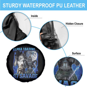 Funny Six Seven Alpha Wolf Spare Tire Cover Alpha Loading 67 Savage Wolves Moon Meme TS11 Print Your Wear
