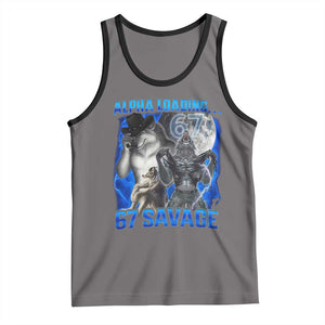 Funny Six Seven Alpha Wolf Tank Top Alpha Loading 67 Savage Wolves Moon Meme TS11 Deep Heather Black Print Your Wear