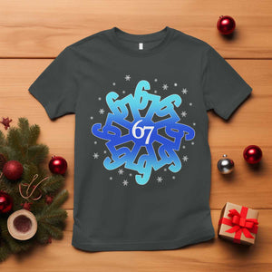 Funny 67 Christmas Snowflake T Shirt Six Seven Meme Xmas TS11 Dark Heather Print Your Wear