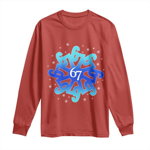 Funny 67 Christmas Snowflake Long Sleeve Shirt Six Seven Meme Xmas TS11 Red Print Your Wear