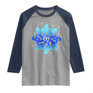 Funny 67 Christmas Snowflake Raglan Shirt Six Seven Meme Xmas TS11 Sport Gray Navy Print Your Wear