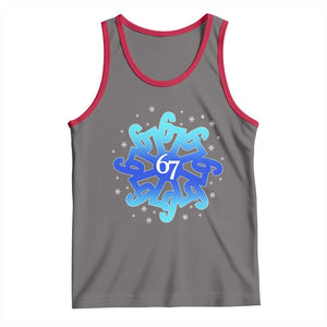 Funny 67 Christmas Snowflake Tank Top Six Seven Meme Xmas TS11 Deep Heather Red Print Your Wear