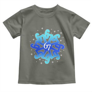 Funny 67 Christmas Snowflake Toddler T Shirt Six Seven Meme Xmas TS11 Military Green Print Your Wear