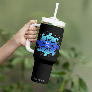 Funny 67 Christmas Snowflake Tumbler With Handle Six Seven Meme Xmas TS11 Print Your Wear
