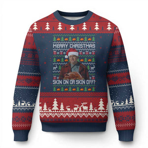 Ed Gein Xmas Ugly Christmas Sweater Funny Merry Xmas Skin On Or Skin Off Turkey TS11 Navy Red Print Your Wear