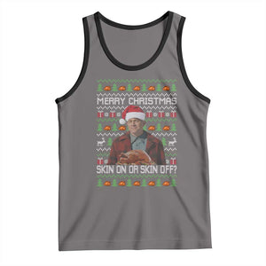 Ed Gein Christmas Tank Top Funny Merry Christmas Skin On Or Skin Off Turkey TS11 Deep Heather Black Print Your Wear